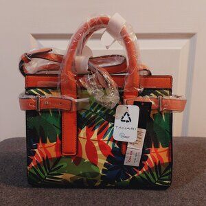 New Tahari Jungle Multi-Color Floral Satchel Medium Sz Bag